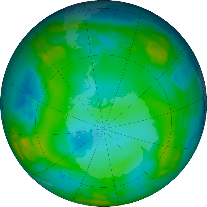 Antarctic ozone map for 16 June 2011